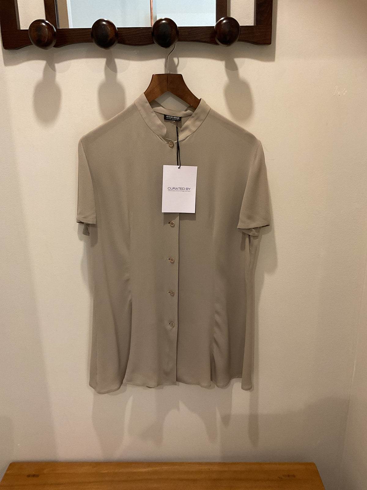 Giorgio Armani | Beige Silk Mao Collar Shirt