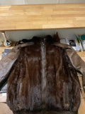 Jeanne Nataf | Brown leather jacket with fur