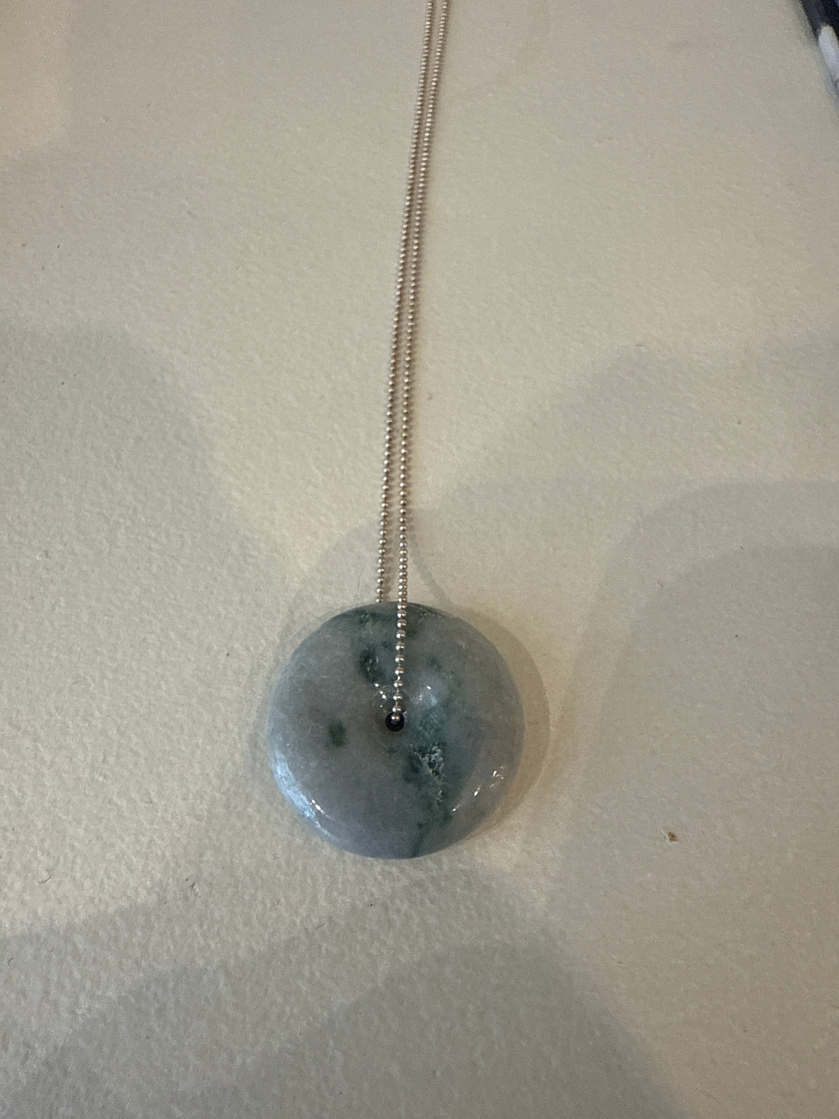 Unknown | Silver Chain Necklace with Green Stone