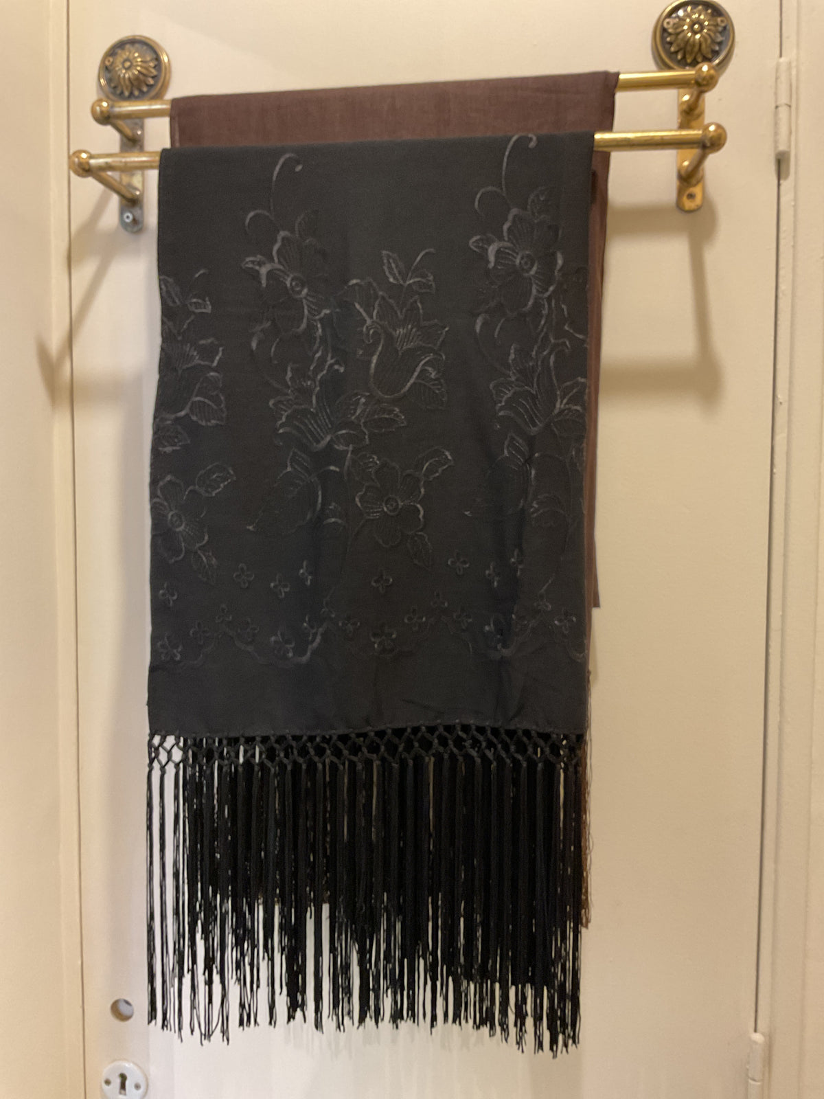 Unknown | Black embroided scarf