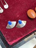 Unknown | Silver fan earrings with lapis lazuli