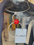 Unknown | Metal choker with dangling red pearl
