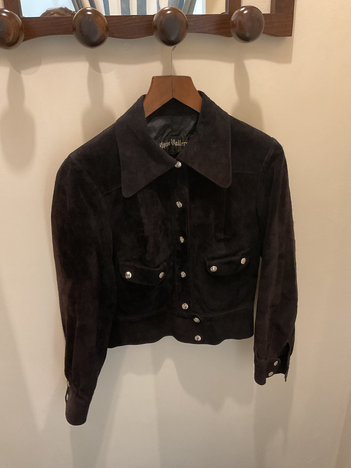 Philippe vallereuil | Black cropped jacket suede leather