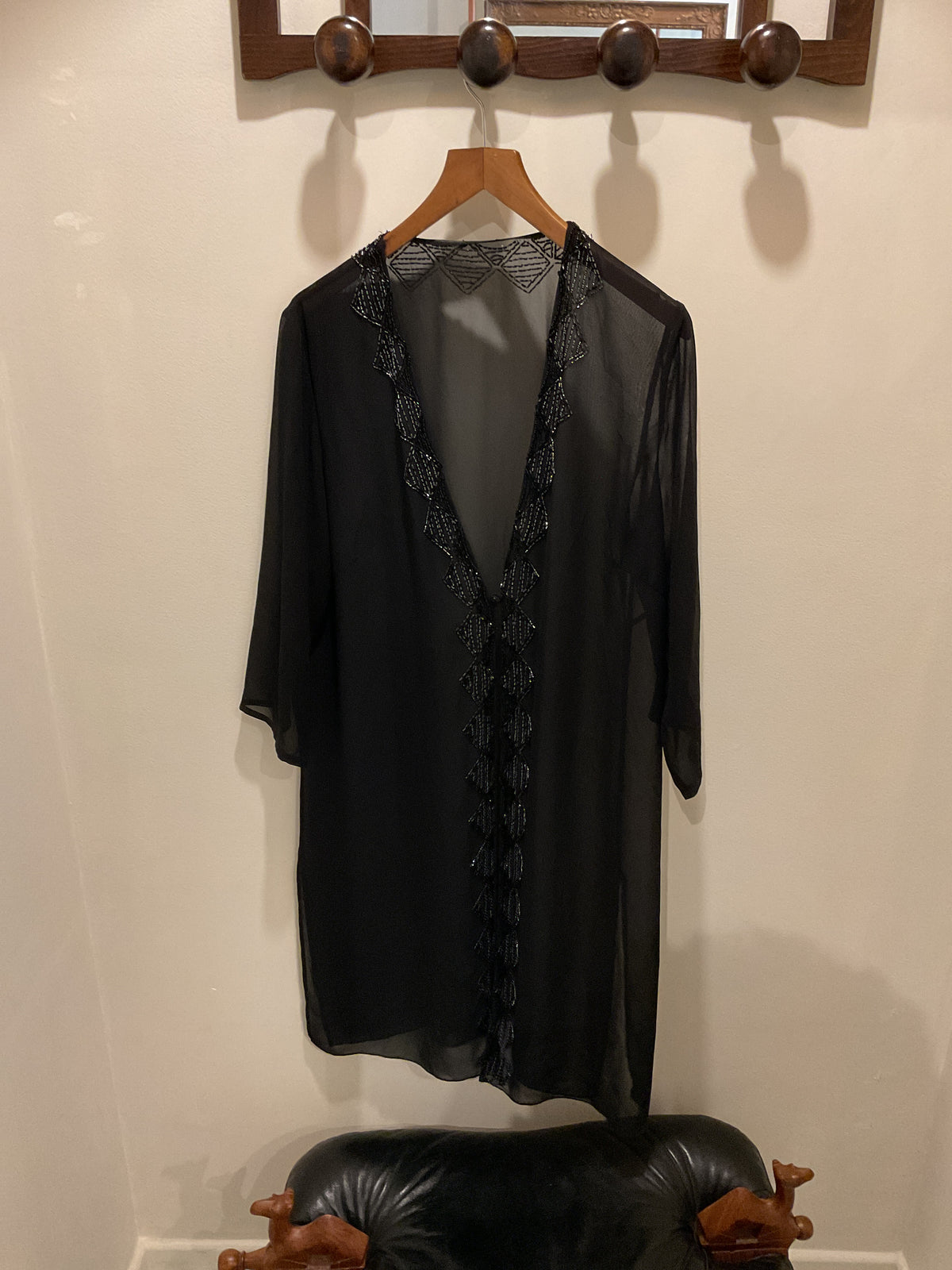 Unknown | Black Oriental Organza and Pearls Jacket