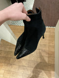 Sergio Rossi | Black Croc and Suede Ankle Boots