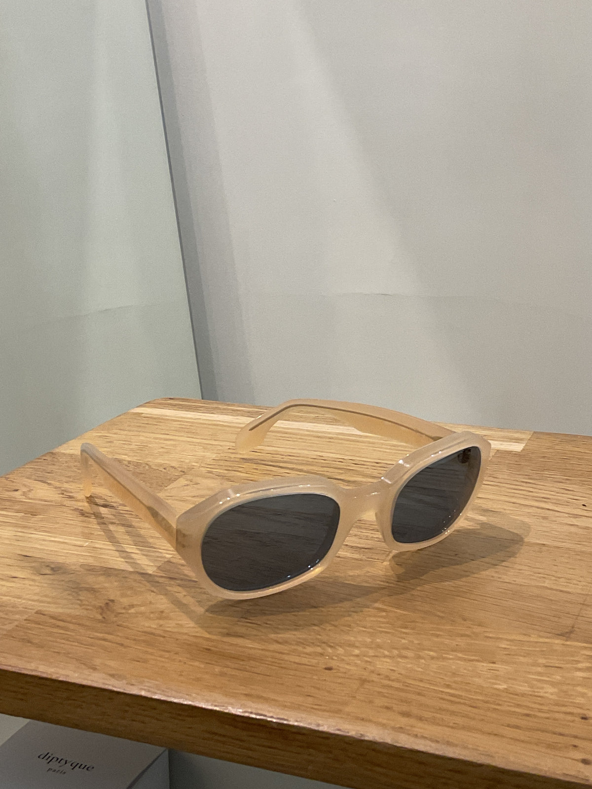 Emmanuelle Khanh | shiny yellow sunglasses with blue lenses