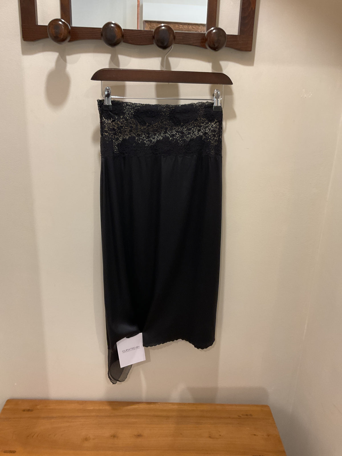 Unknown | Black Silk Lace Long Skirt