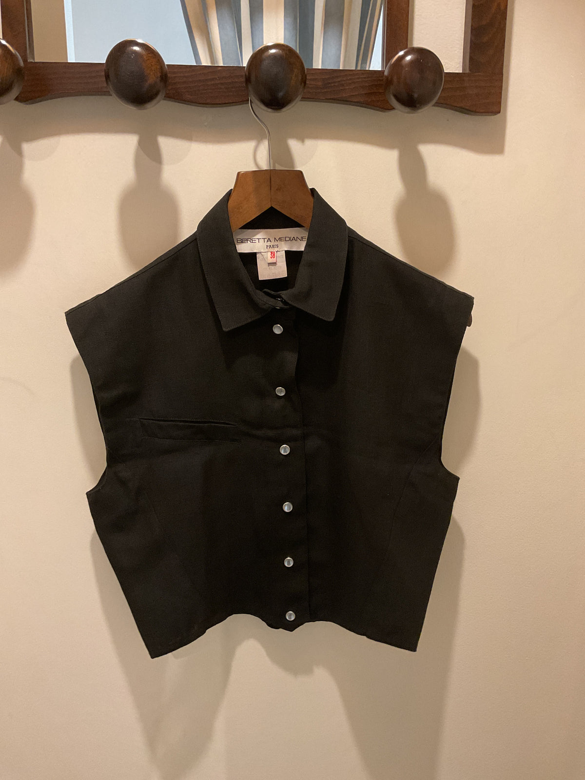 Anne marie Beretta | Mediane Black linen Blouse short sleeves