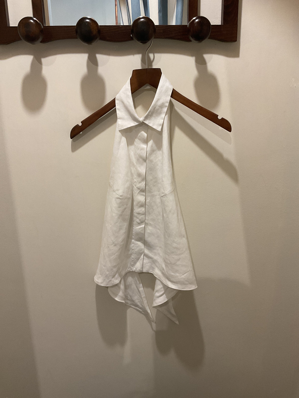 Max Mara | White linen backless top