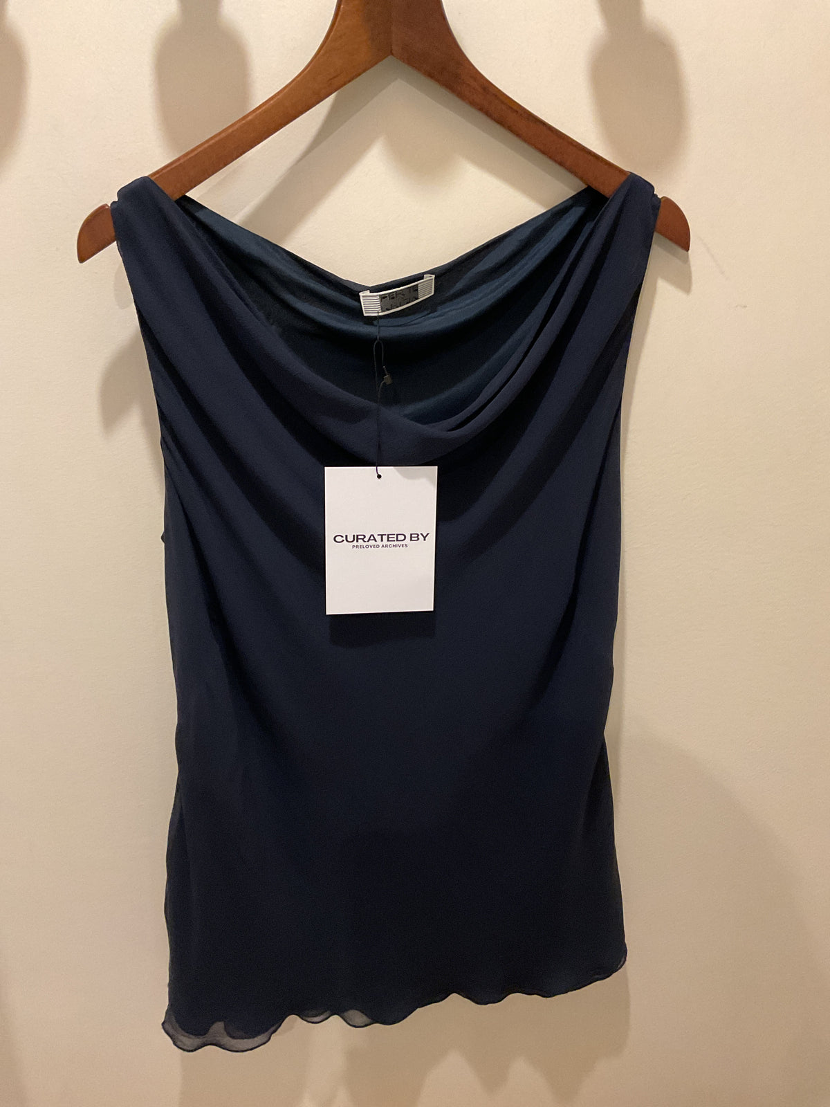 Krizia | Navy Silk Top
