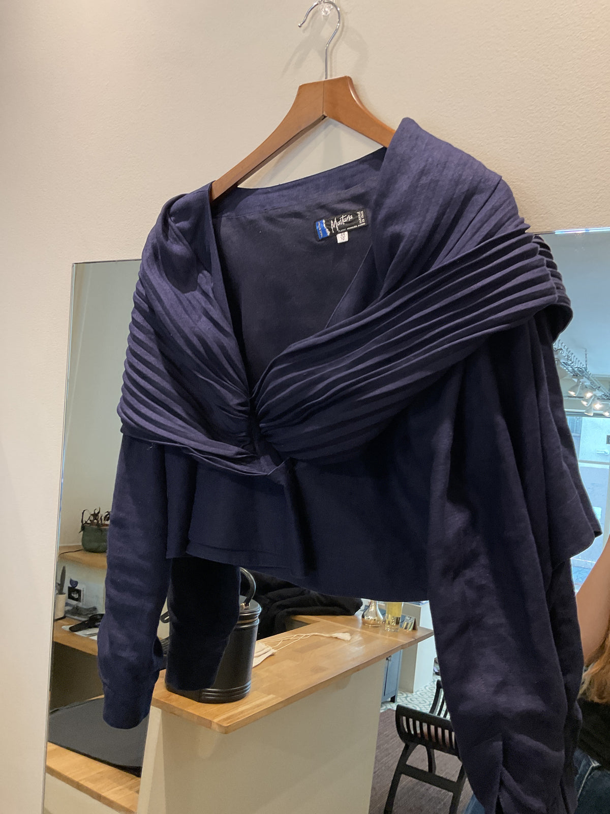 Claude Montana | Draped cropped Night blue jacket