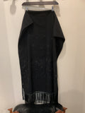 Unknown | Black fringe scarf with embroidery