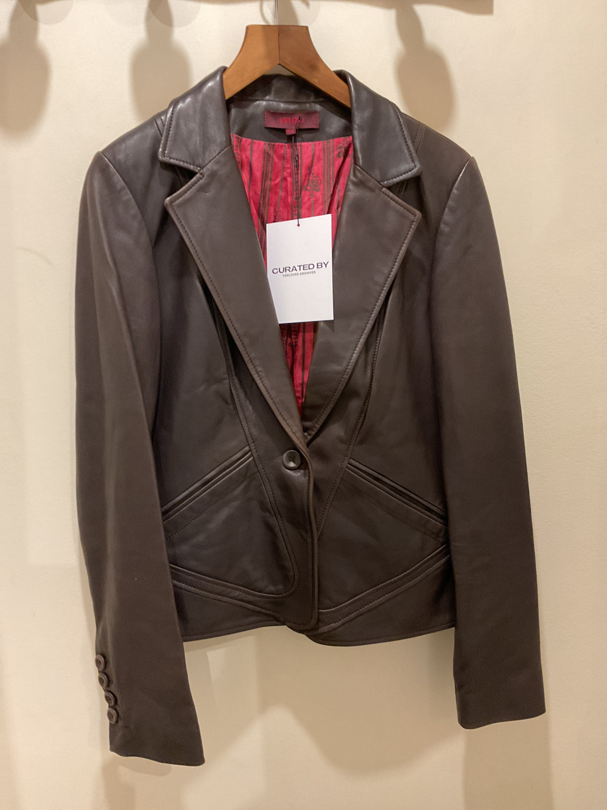 Kenzo | Brown fitted Leather jacket