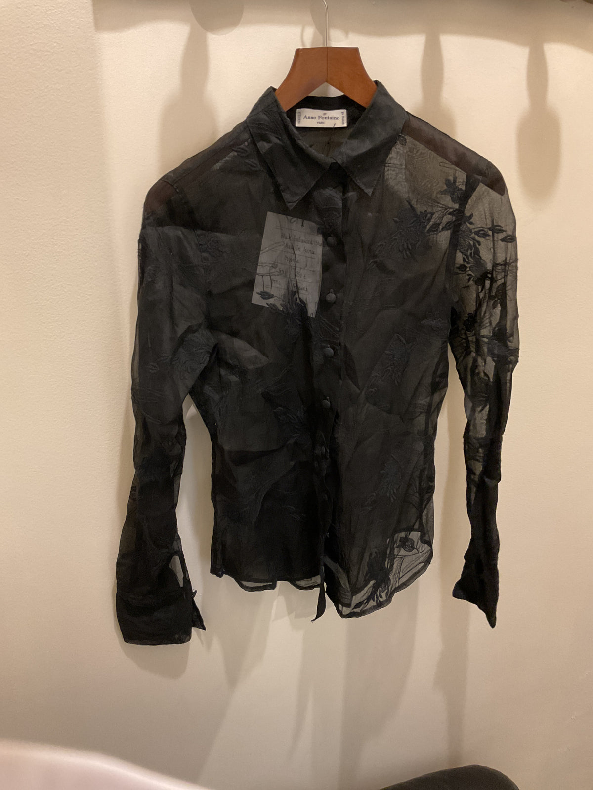 Anne fontaine | Black embroided shirt