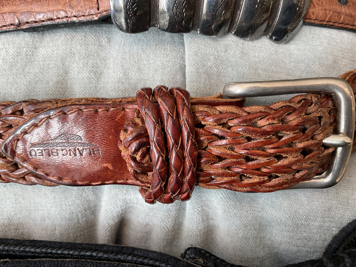 Blanc bleu | Brown braided belt