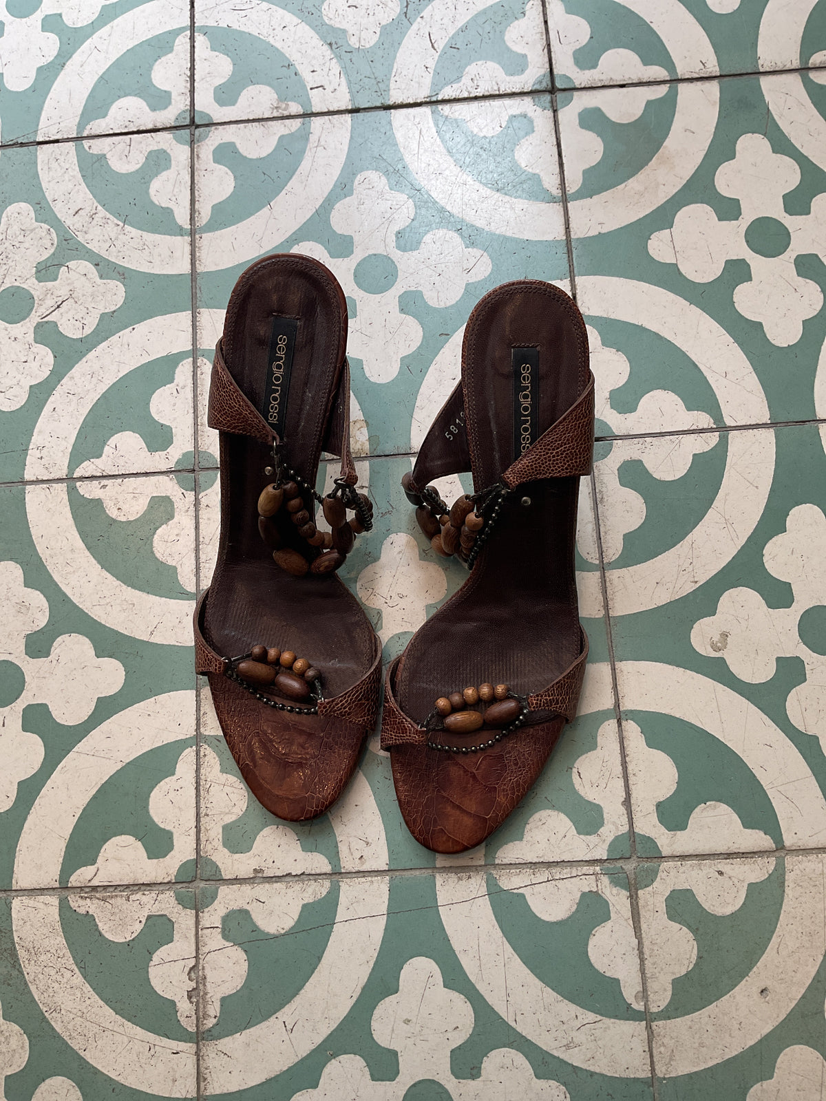 Sergio Rossi - Brown Heels with Wood pearl T.40