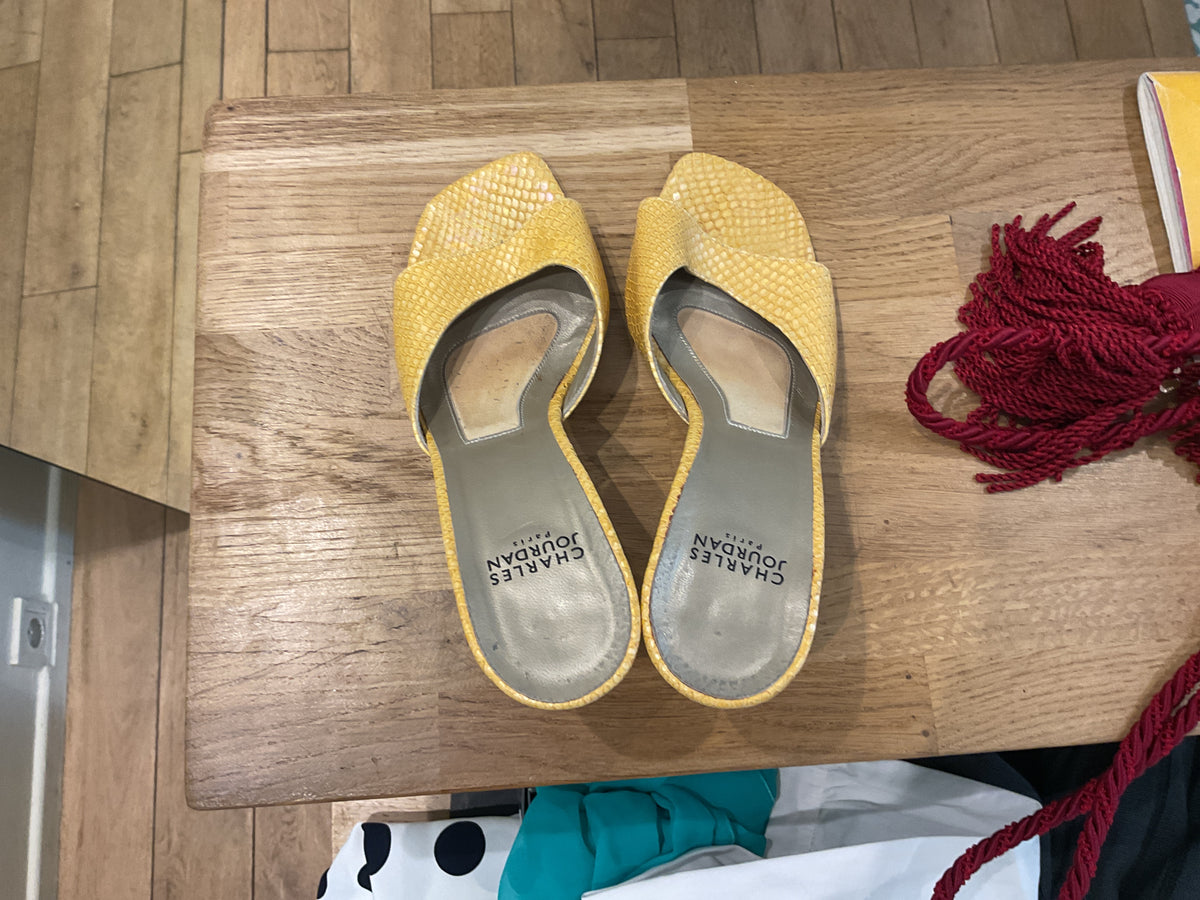 Charles Jourdan | Yellow snake mules