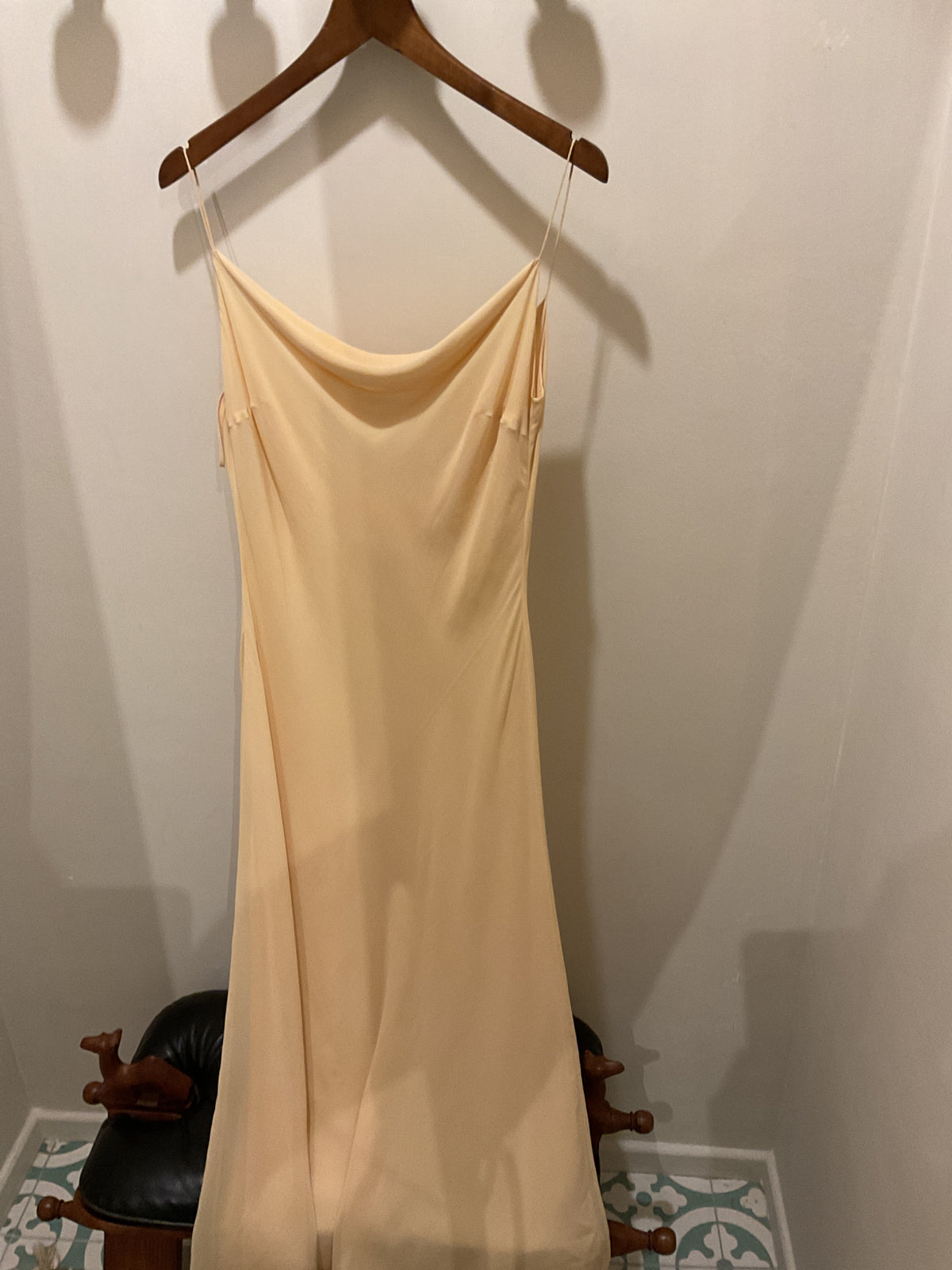 Genny | Butter Yellow long Silk dress