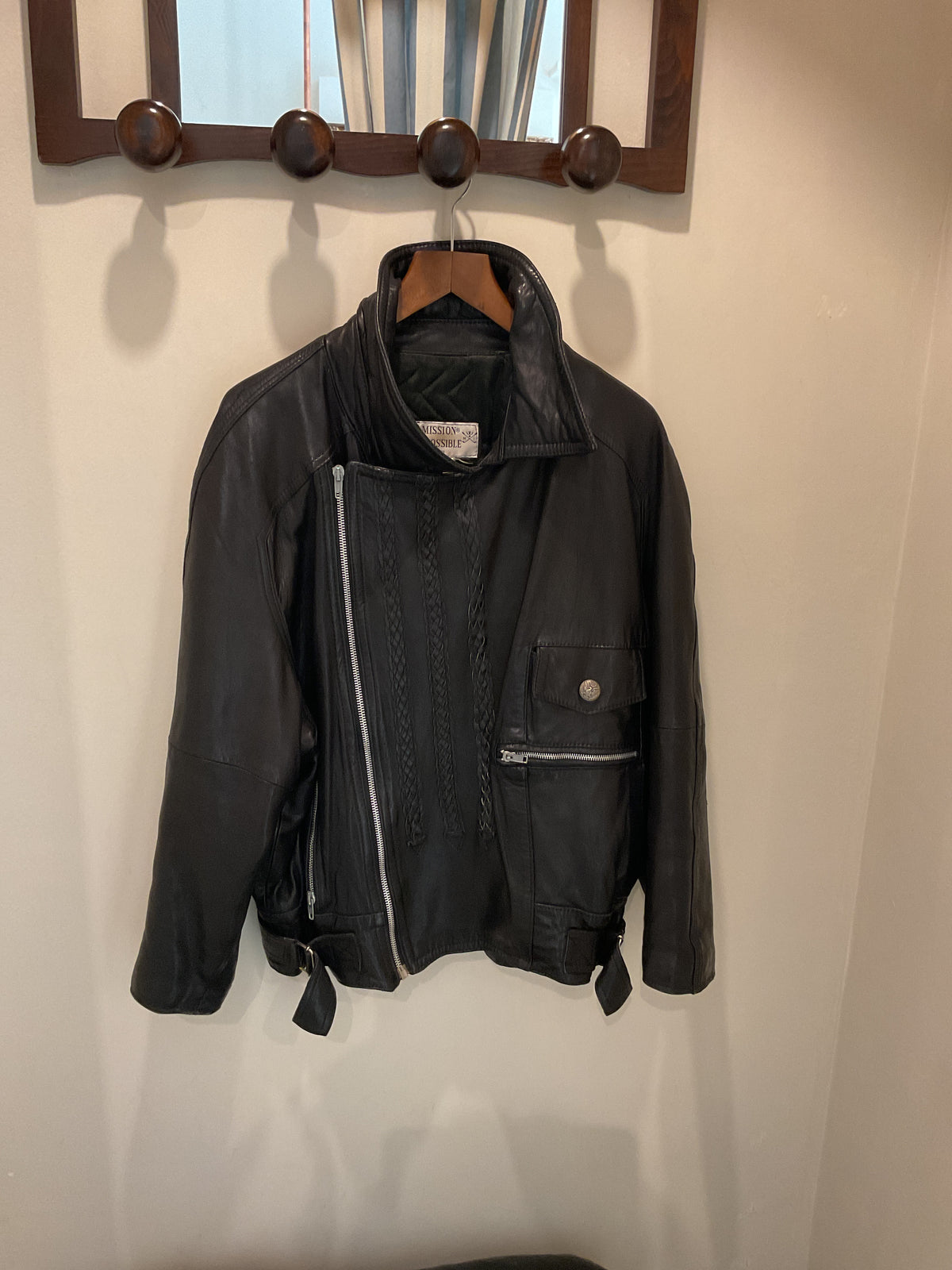 Mission Impossible | Black Leather Jacket braided details