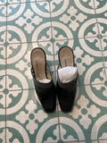 Charles Jourdan | Black Heels with White Stitching