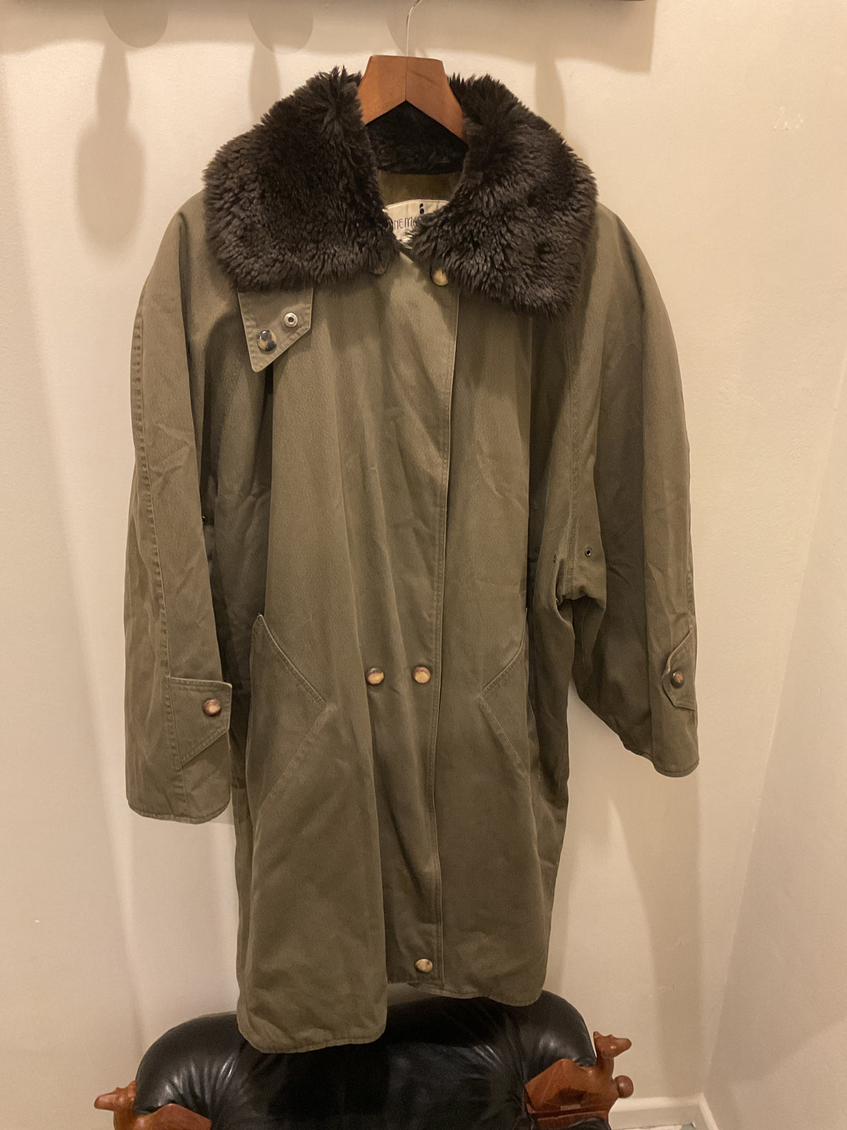 Anne Marie Beretta | Khaki Trench Wool and Cotton - Fur Collar