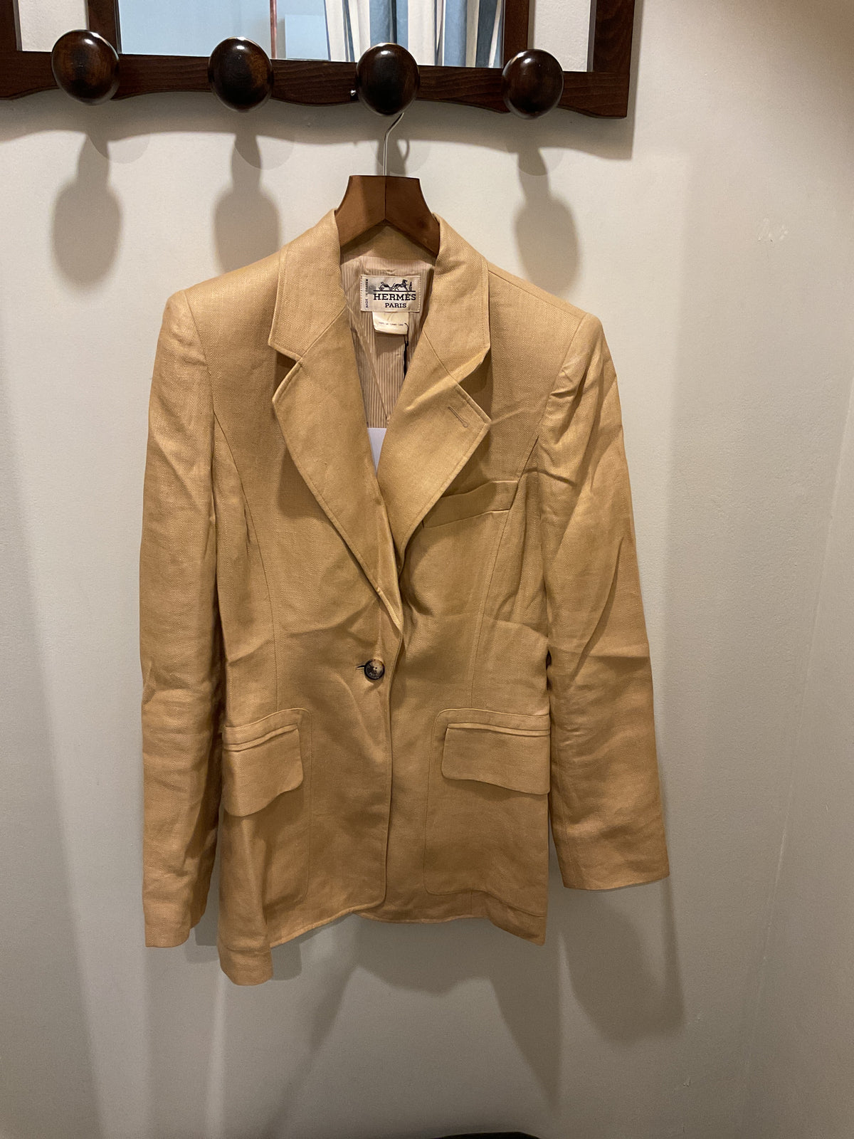 Hermès | sand 1 button blazer linen