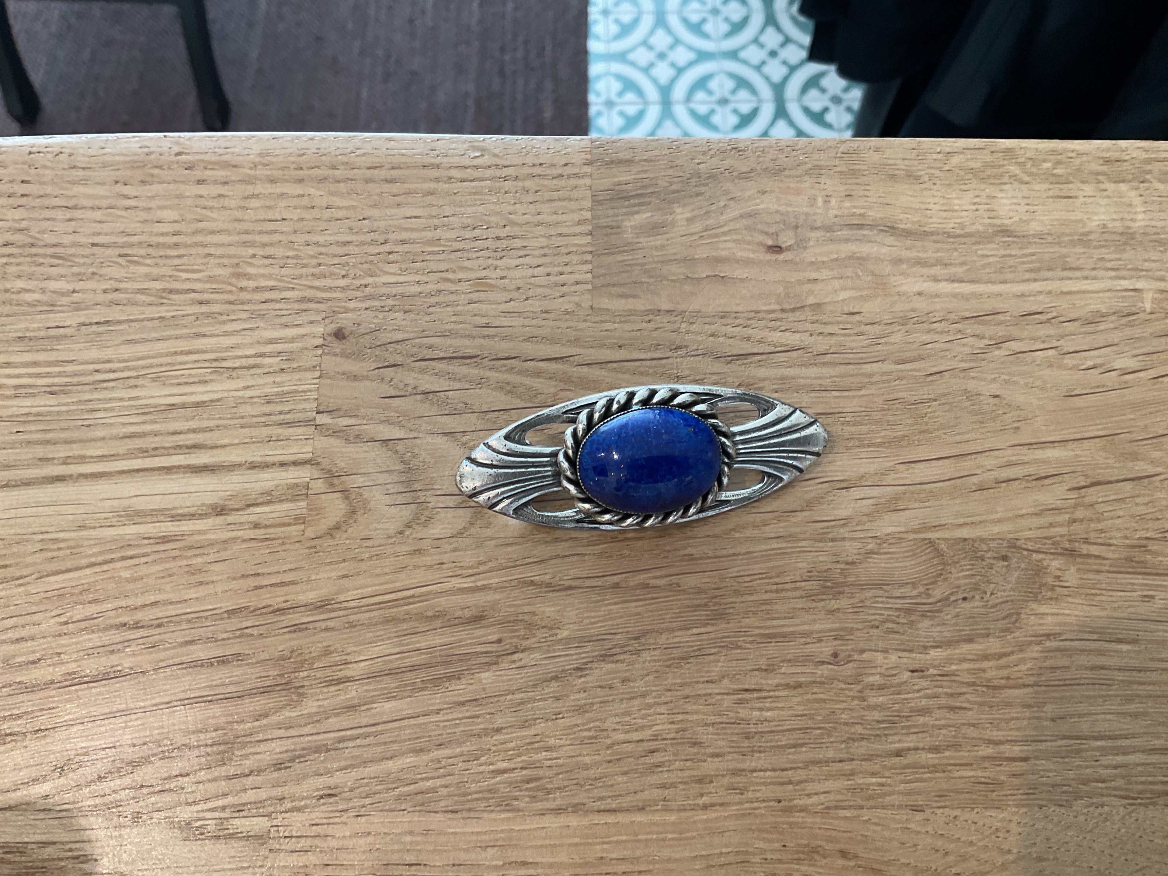Unknown | Silver and lapis lazuli broche