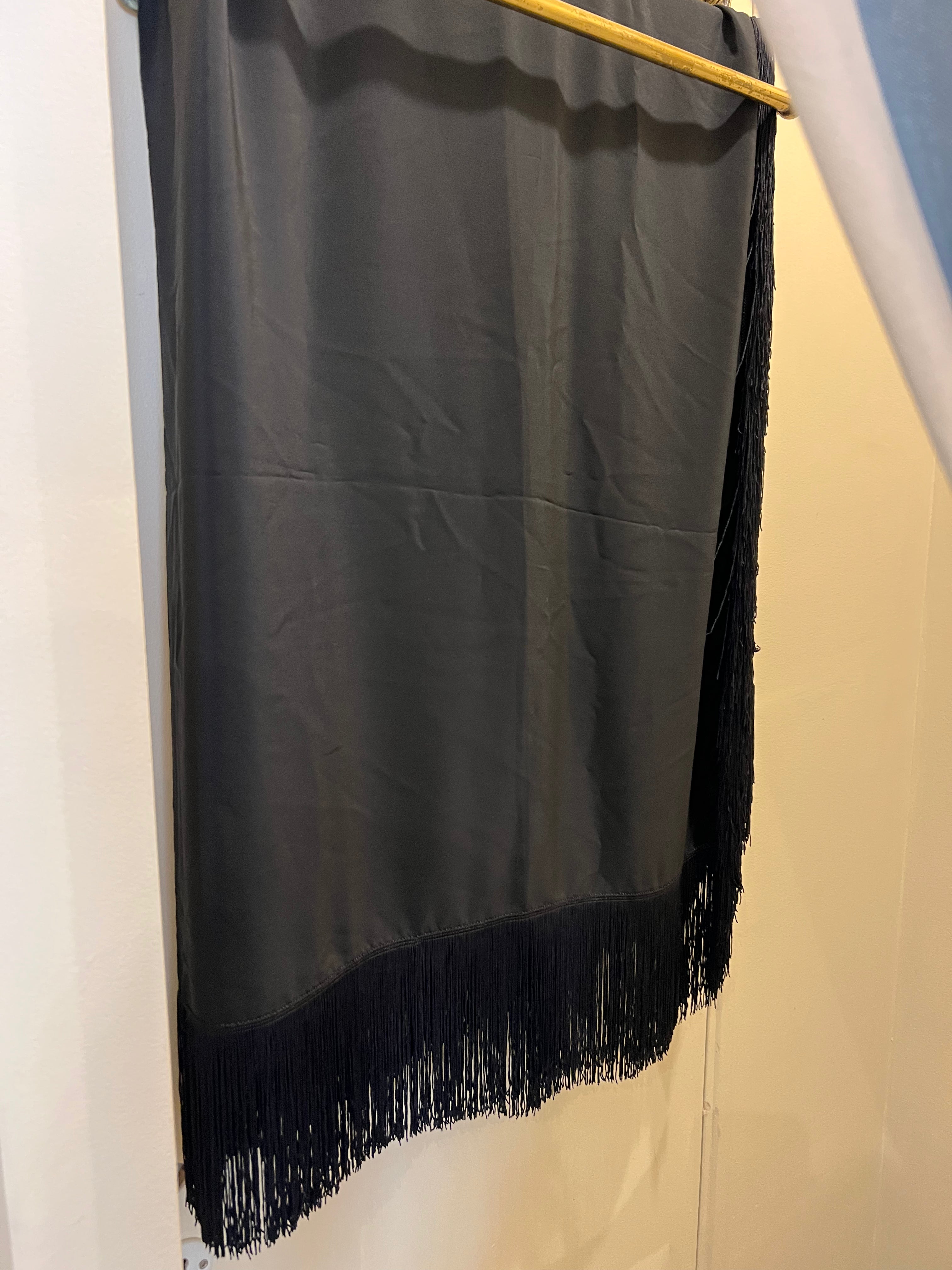 Unknown | Black full square fringe scarf
