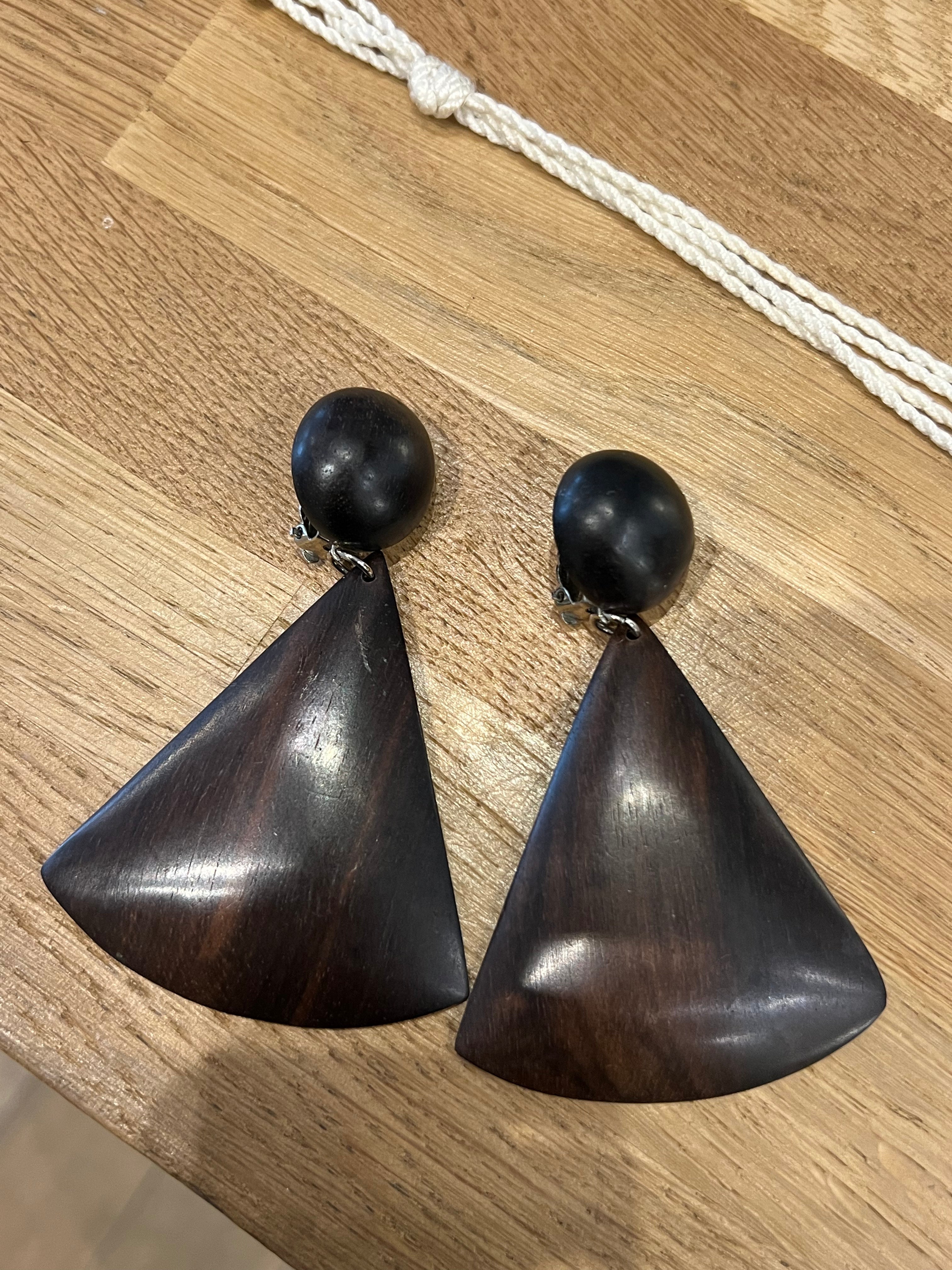 Unknown | wood fan earrings