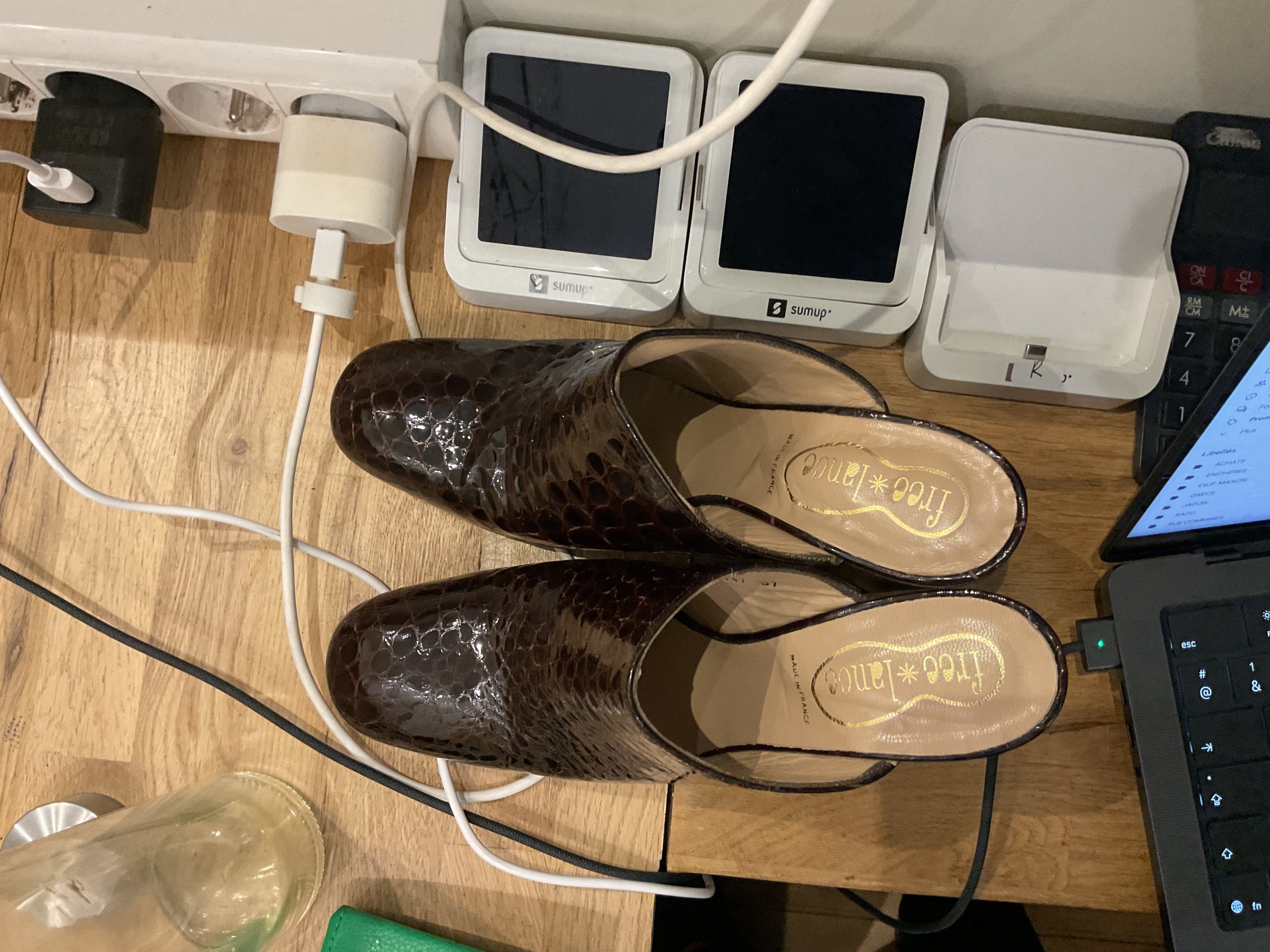 Free Lance | embossed crocodile brown mules