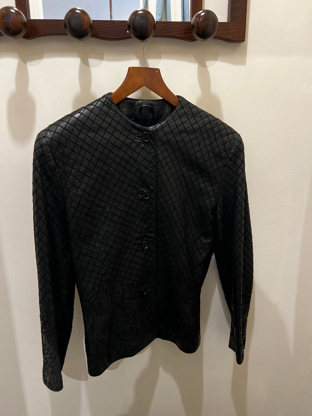 Gianni Versace | Black embroided leather jacket