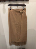 Genny by Donatella Girombelli | Camel skirt with fringes