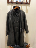 Furs Ettex | Long leather black coat with fur